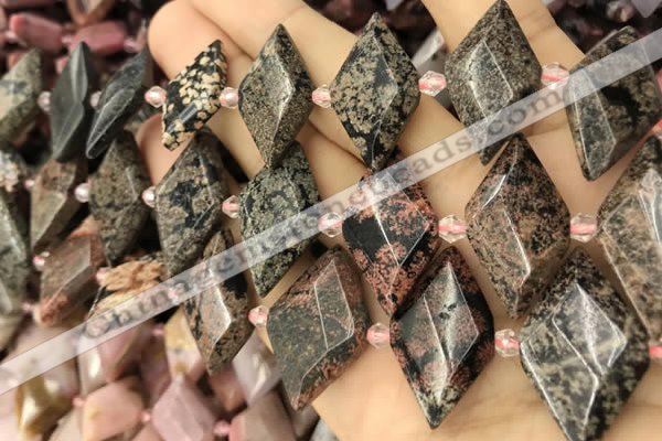 CNG8643 13*20mm - 15*25mm faceted freeform red snowflake obsidian beads