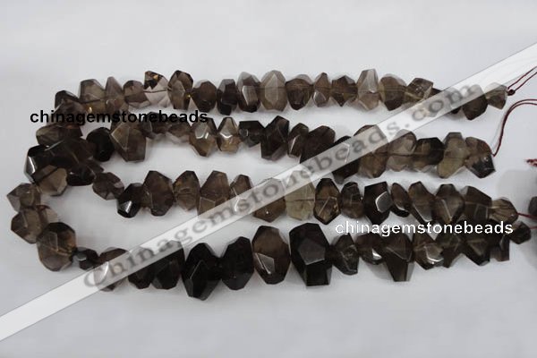 CNG866 15.5 inches 8*12mm – 14*22mm faceted nuggets smoky quartz beads