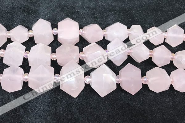 CNG8672 12*20mm - 20*33mm faceted nuggets rose quartz beads