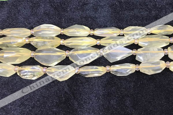 CNG8682 12*23mm - 15*25mm faceted freeform lemon quartz beads