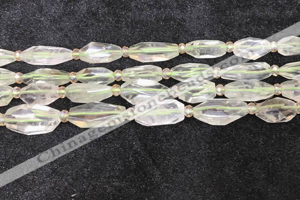 CNG8683 12*23mm - 15*25mm faceted freeform green quartz beads