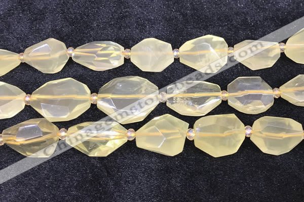 CNG8685 16*23mm - 25*30mm faceted freeform lemon quartz beads