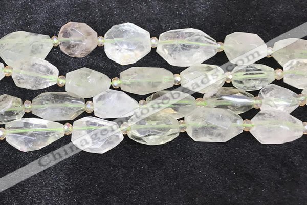 CNG8686 16*23mm - 25*30mm faceted freeform green quartz beads