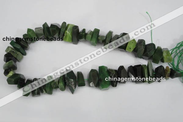 CNG869 15.5 inches 7*14mm – 13*25mm faceted nuggets Canadian jade beads