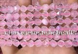 CNG8691 15.5 inches 8mm faceted nuggets rose quartz beads