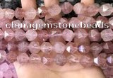 CNG8697 15.5 inches 10mm faceted nuggets strawberry quartz beads