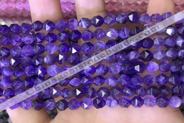 CNG8700 15.5 inches 6mm faceted nuggets amethyst gemstone beads