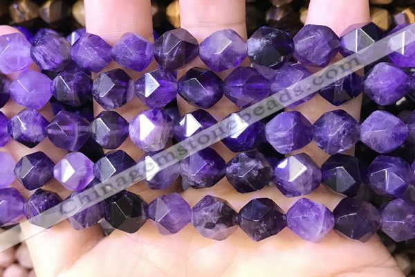 CNG8702 15.5 inches 10mm faceted nuggets amethyst gemstone beads