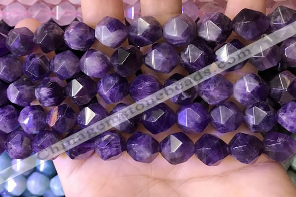 CNG8703 15.5 inches 12mm faceted nuggets amethyst gemstone beads