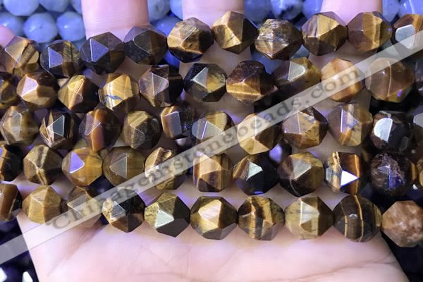 CNG8727 15.5 inches 12mm faceted nuggets yellow tiger eye beads