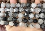 CNG8735 15.5 inches 12mm faceted nuggets black rutilated quartz beads