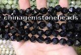 CNG8737 15.5 inches 8mm faceted nuggets black agate beads