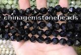 CNG8737 15.5 inches 8mm faceted nuggets black agate beads