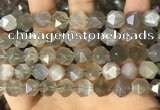 CNG8749 15.5 inches 12mm faceted nuggets grey moonstone beads