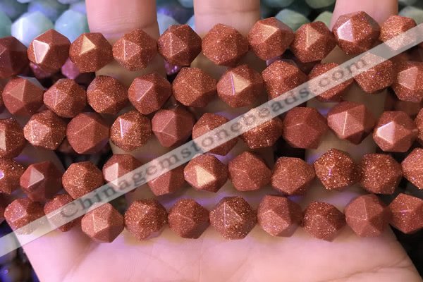 CNG8768 15.5 inches 10mm faceted nuggets goldstone beads wholesale