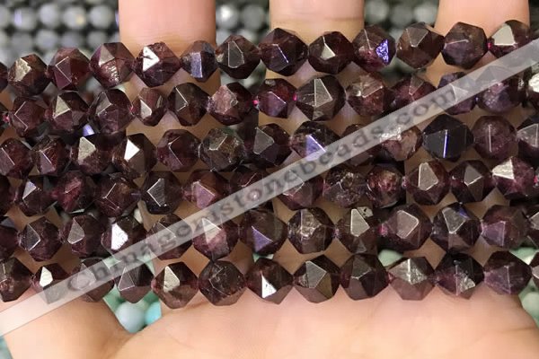 CNG8770 15.5 inches 8mm faceted nuggets garnet gemstone beads