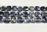 CNG8792 16*17mm - 18*19mm faceted nuggets sodalite  beads