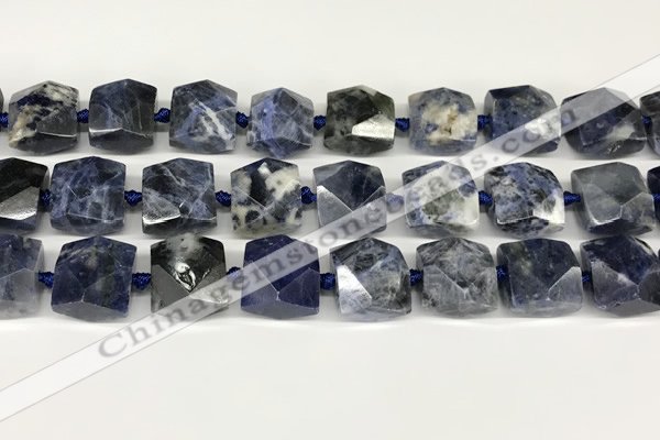 CNG8792 16*17mm - 18*19mm faceted nuggets sodalite  beads