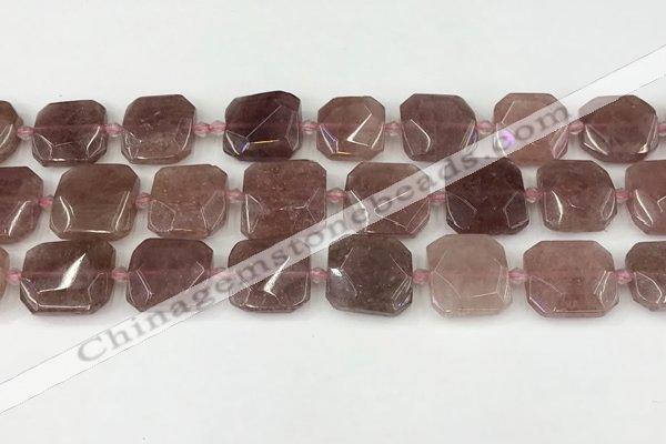 CNG8803 15.5 inches 16mm - 20mm faceted freeform strawberry quartz beads