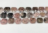 CNG8814 15.5 inches 16mm - 20mm faceted freeform rhodonite beads