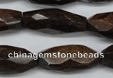 CNG882 15.5 inches 14*32mm faceted rice bronzite nugget beads