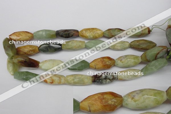 CNG884 15.5 inches 14*32mm faceted rice gemstone nugget beads