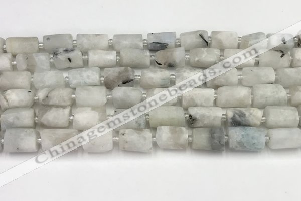 CNG8855 15.5 inches 8*12mm - 10*16mm nuggets matte white moonstone beads