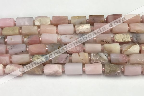 CNG8859 15.5 inches 8*12mm - 10*16mm nuggets matte pink opal beads