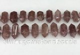 CNG8900 10*25mm - 14*30mm faceted nuggets strawberry quartz beads