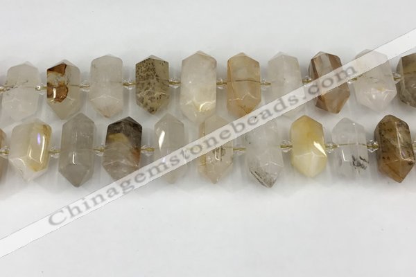 CNG8901 10*25mm - 14*30mm faceted nuggets scenic quartz beads