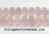 CNG8910 10*25mm - 15*30mm faceted nuggets rose quartz beads