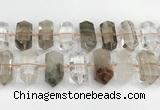 CNG8911 10*25mm - 15*30mm faceted nuggets phantom quartz beads