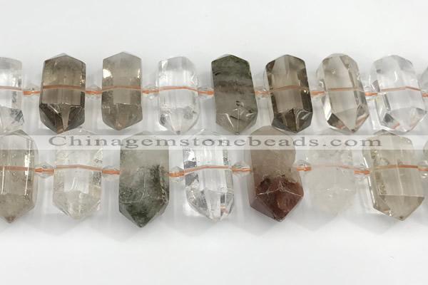 CNG8911 10*25mm - 15*30mm faceted nuggets phantom quartz beads