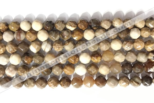 CNG9090 15.5 inches 8mm faceted nuggets coral jade gemstone beads