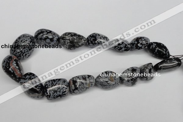 CNG91 15.5 inches 14*16mm - 20*30mm nuggets snowflake obsidian beads