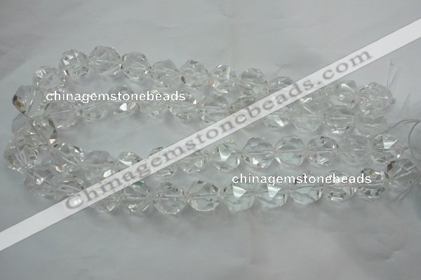 CNG914 15 inches 14mm faceted nuggets white crystal beads