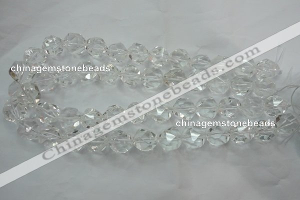 CNG915 15 inches 16mm faceted nuggets white crystal beads