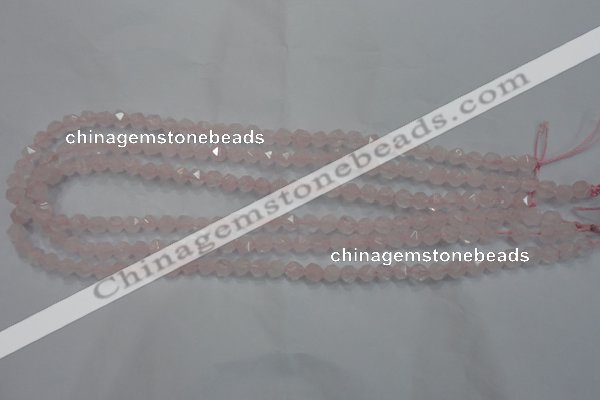 CNG918 15 inches 6mm faceted nuggets rose quartz beads