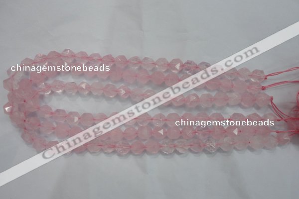 CNG920 15 inches 10mm faceted nuggets rose quartz beads