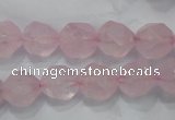 CNG921 15 inches 12mm faceted nuggets rose quartz beads