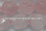 CNG924 15 inches 18mm faceted nuggets rose quartz beads