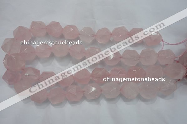 CNG924 15 inches 18mm faceted nuggets rose quartz beads