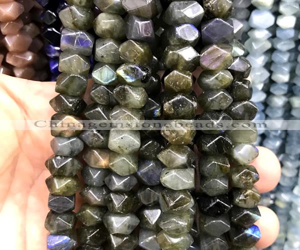 CNG9256 15 inches 6*10mm - 7*12mm faceted nuggets labradorite beads