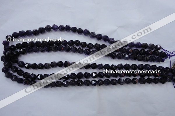 CNG926 15 inches 8mm faceted nuggets amethyst gemstone beads