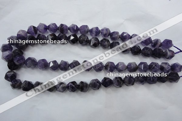 CNG929 15 inches 10mm faceted nuggets amethyst gemstone beads