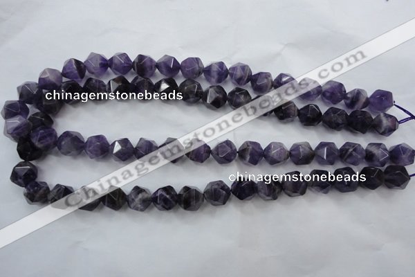 CNG930 15 inches 12mm faceted nuggets amethyst gemstone beads