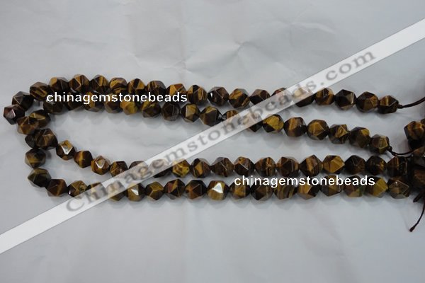 CNG937 15 inches 10mm faceted nuggets yellow tiger eye beads