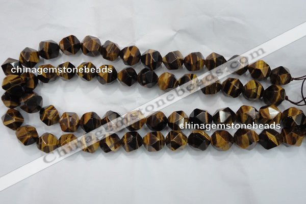 CNG939 15 inches 14mm faceted nuggets yellow tiger eye beads