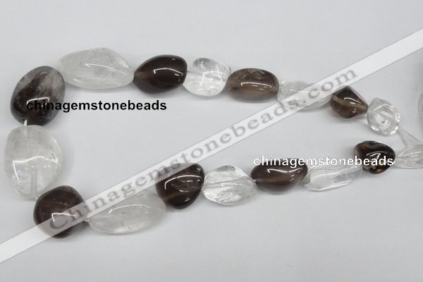 CNG95 12*14mm - 20*35mm nuggets smoky quartz & crystal gemstone beads