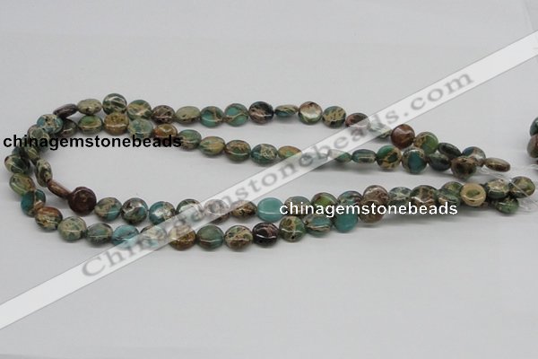 CNI08 16 inches 10mm flat round natural imperial jasper beads wholesale